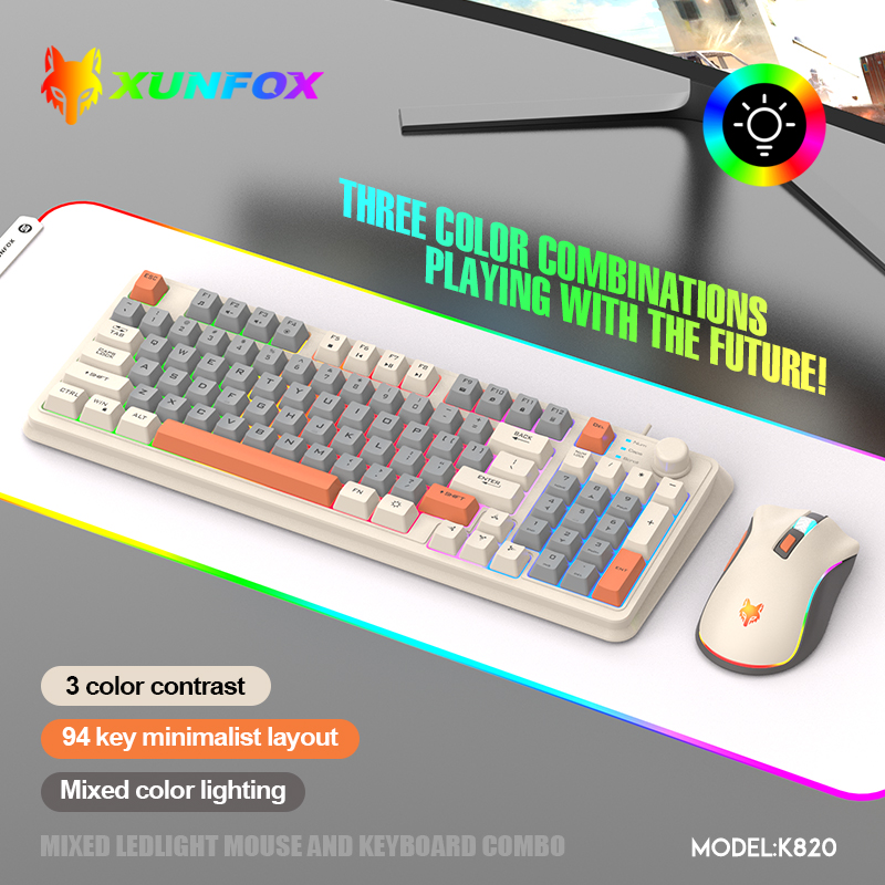 Gaming Keyboard Mouse And Headset Combo - K820 USB Wired Game Keyboard Mouse