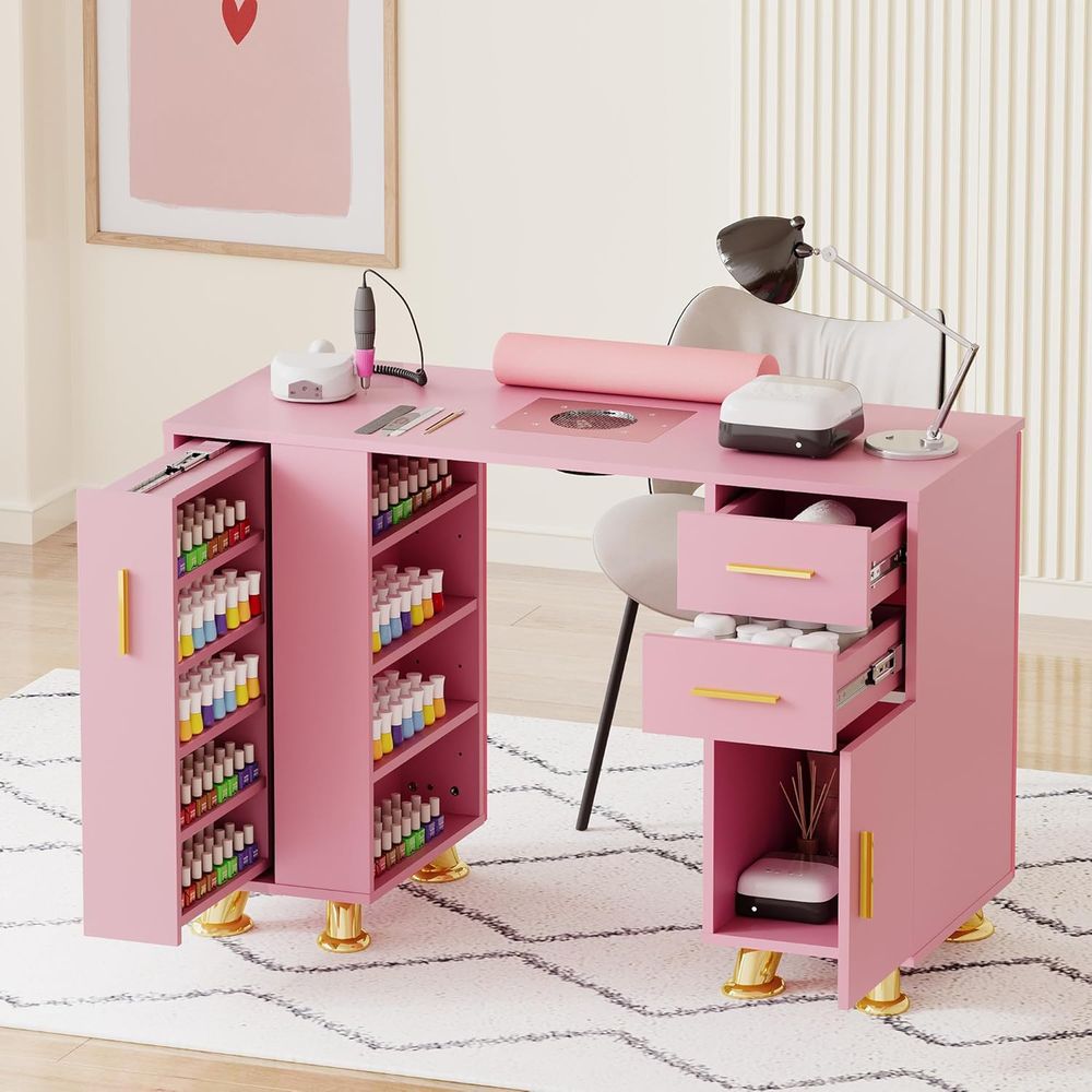 Manicure Table Nail Desk w/Dus - огляд і ціна Wrist Rest Wood