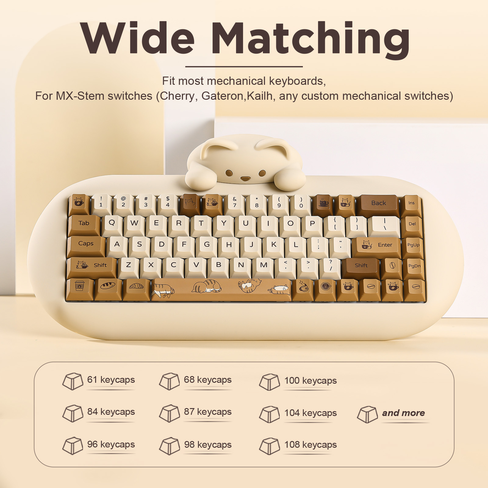 YUNZII Coffee Cat PBT Keycaps, - огляд і ціна Gaming Keyboard Bundle